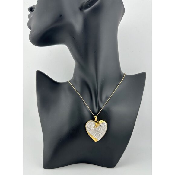 Bold & Beautiful 1 ct "Whole Heart" Diamond Necklace  - 14kt Gold Over Sterling - Picture 3 of 14